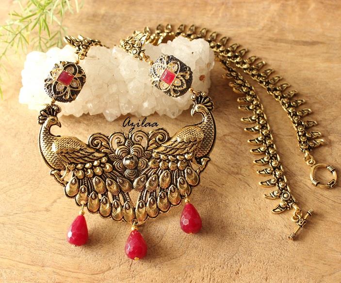 Antique Peacock Necklace South Indian Jewellery