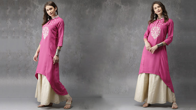Girls Trendy & Cool Blue Kurti w/ Pink Border & Legging Set #27856 | Buy  Online @ DesiClik.com, USA