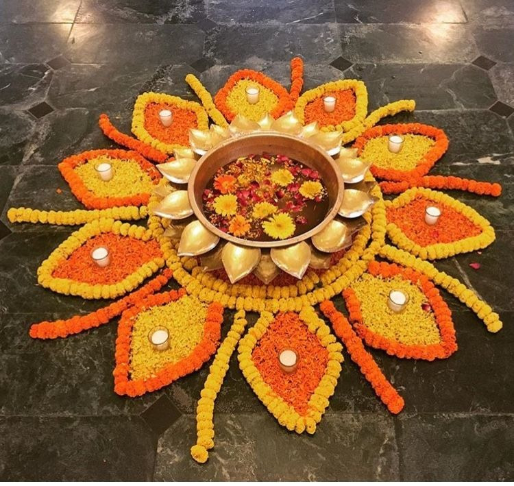 Diwali rangoli designs with flowers