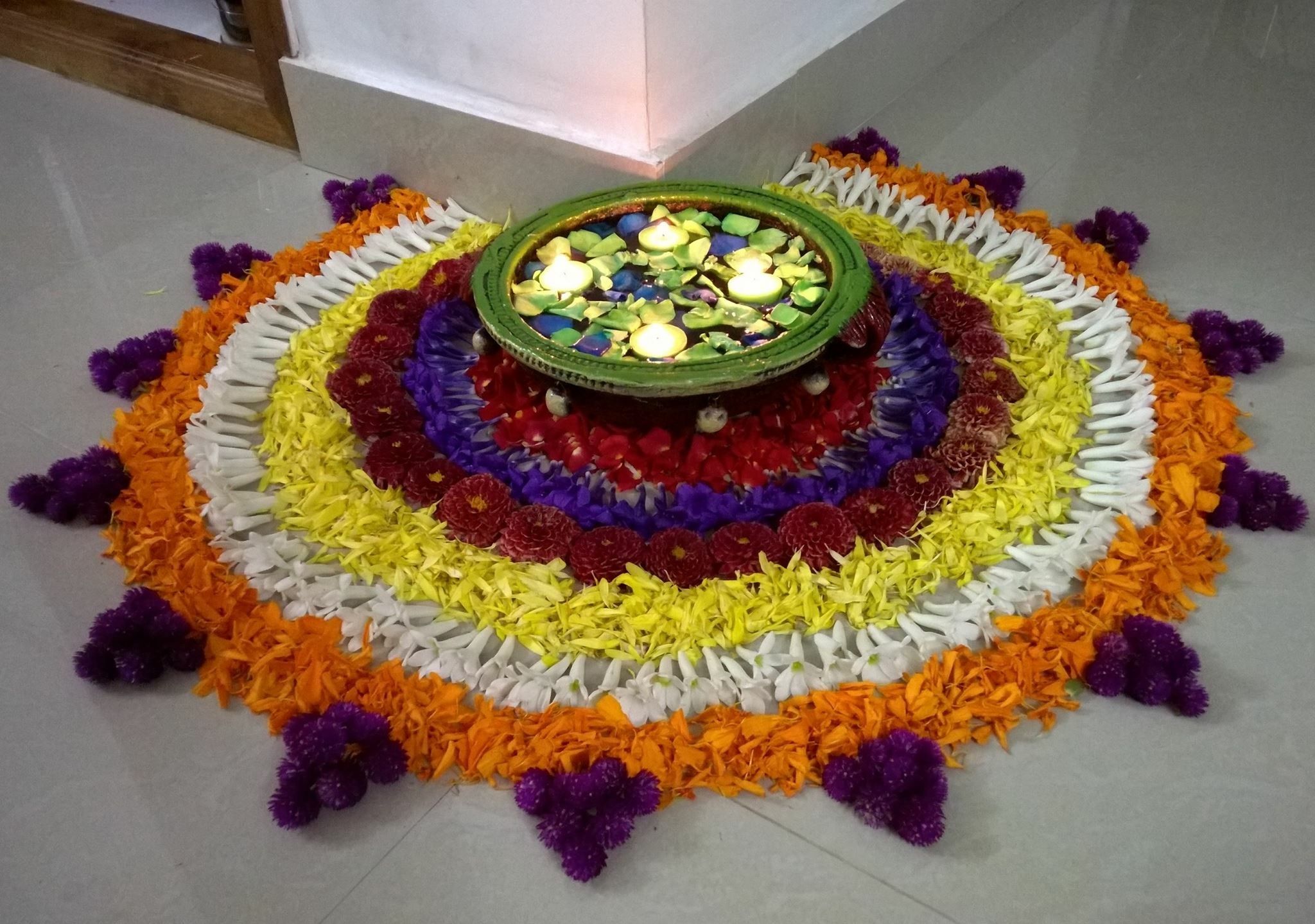 Flower Rangoli Designs For Diwali