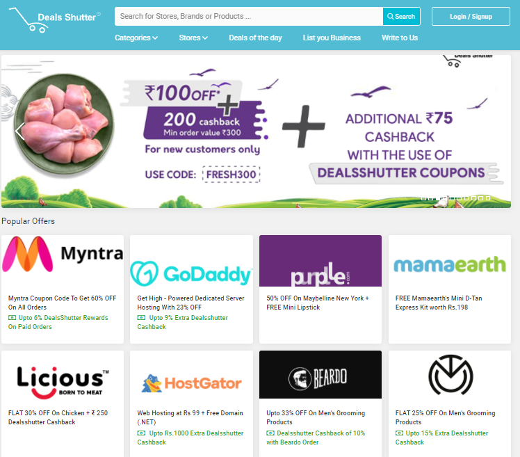 dealsshutter, top coupon site in india