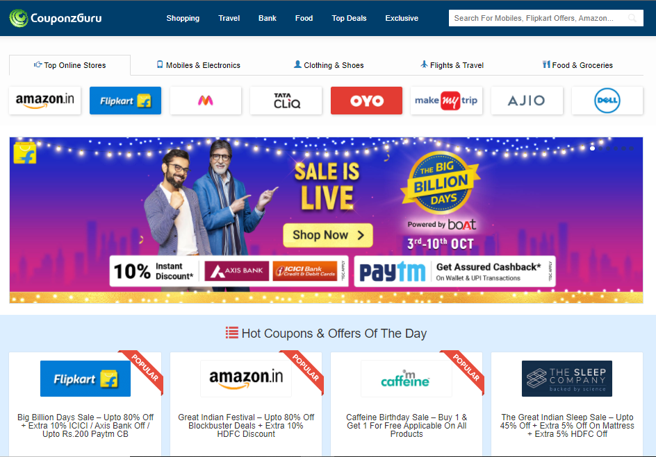Couponzguru, discount coupon website in india