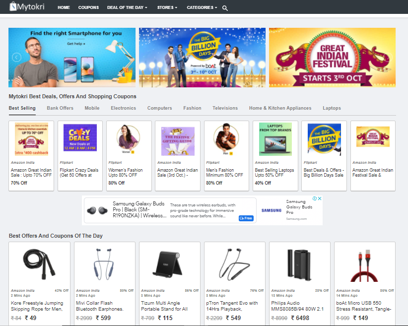 MyTokri, Top coupon website in india