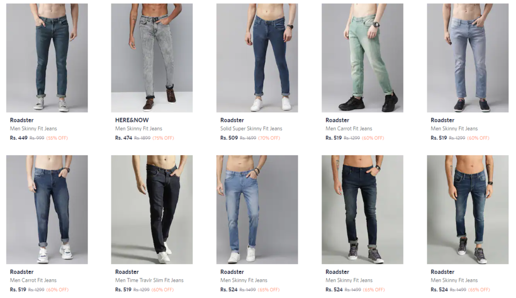 myntra online shopping- Jeans for men