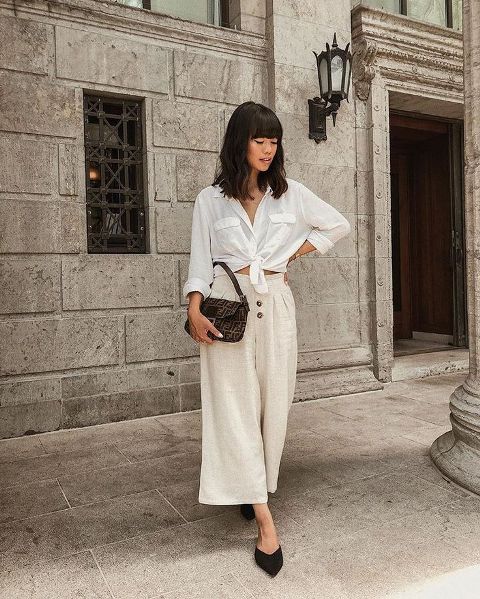 Wide Leg Linen Pants Outfit