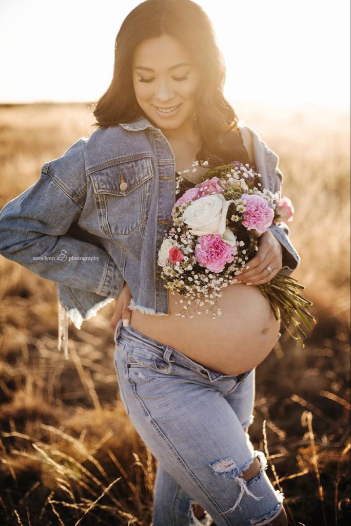 Style Denim Jackets in Maternity Photoshoot